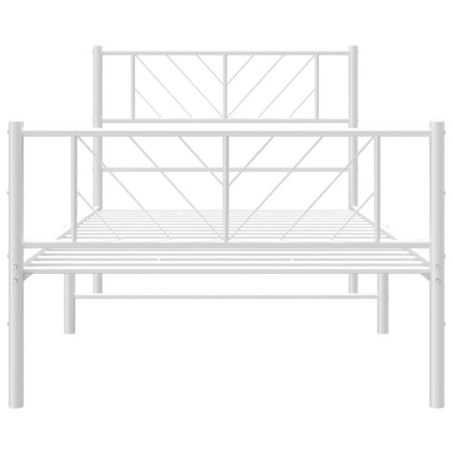 Metal Bed Frame with Footboard White 107x203cm King Single - Image 5