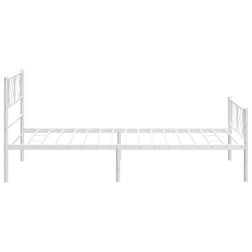 Metal Bed Frame with Footboard White 107x203cm King Single - Image 6