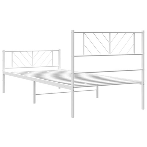 Metal Bed Frame with Footboard White 107x203cm King Single - Image 7