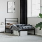 Metal Bed Frame with Headboard Black 107x203cm King Single