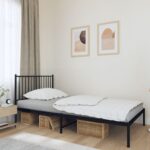 Metal Bed Frame with Headboard Black 107x203cm King Single