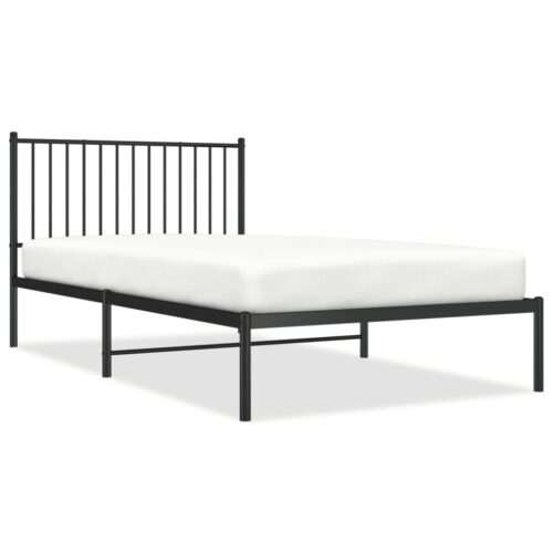 Metal Bed Frame with Headboard Black 107x203cm King Single - Image 2