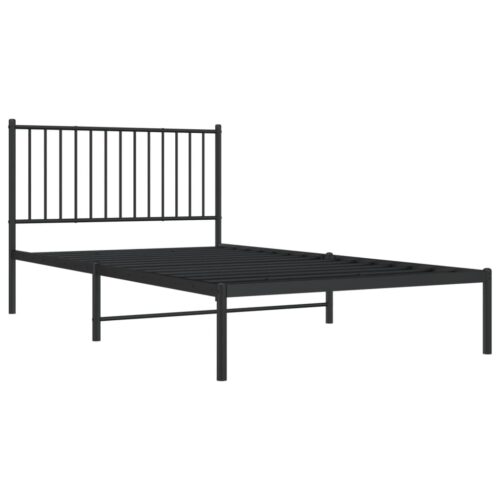 Metal Bed Frame with Headboard Black 107x203cm King Single - Image 4