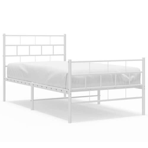 Metal Bed Frame with Footboard White 107x203cm King Single - Image 2