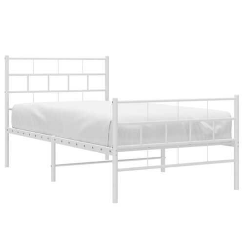 Metal Bed Frame with Footboard White 107x203cm King Single - Image 3