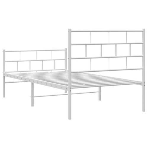 Metal Bed Frame with Footboard White 107x203cm King Single - Image 7