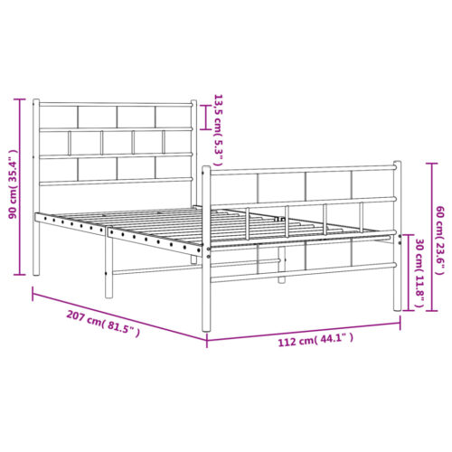 Metal Bed Frame with Footboard White 107x203cm King Single - Image 9