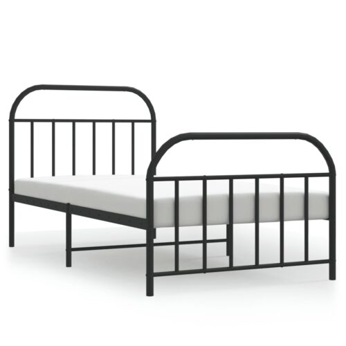 Metal Bed Frame with Footboard Black 107x203cm King Single - Image 2