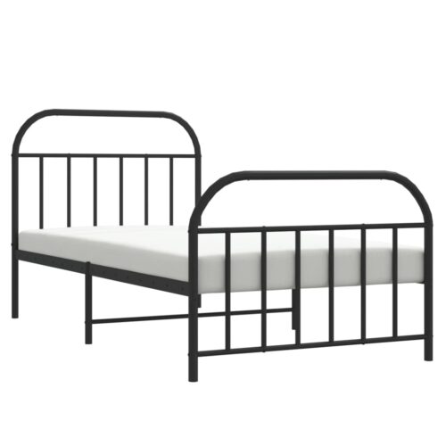Metal Bed Frame with Footboard Black 107x203cm King Single - Image 4