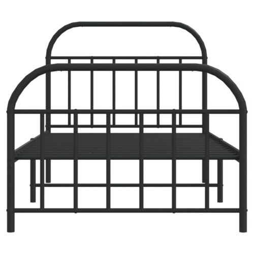 Metal Bed Frame with Footboard Black 107x203cm King Single - Image 6