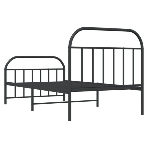 Metal Bed Frame with Footboard Black 107x203cm King Single - Image 8