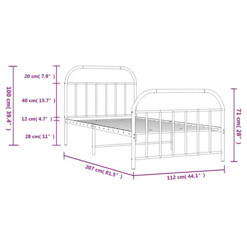 Metal Bed Frame with Footboard Black 107x203cm King Single - Image 10