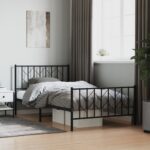 Metal Bed Frame with Footboard Black 107x203cm King Single
