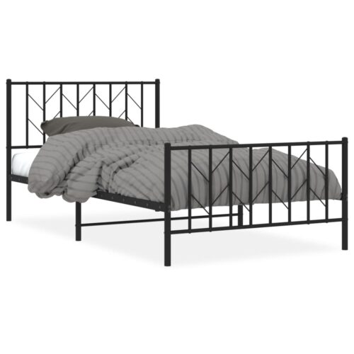 Metal Bed Frame with Footboard Black 107x203cm King Single - Image 2