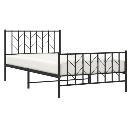 Metal Bed Frame with Footboard Black 107x203cm King Single - Image 3