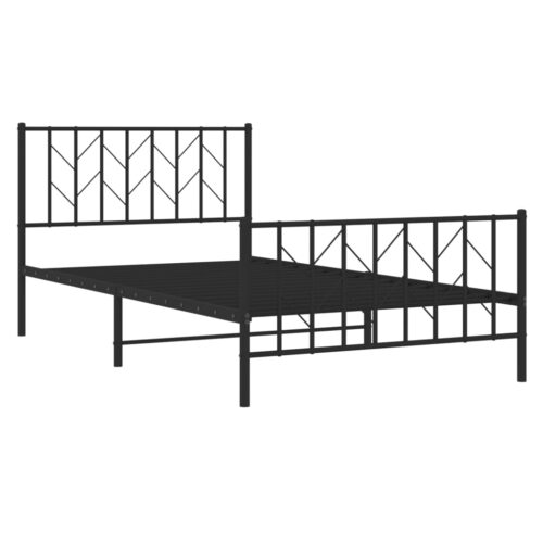 Metal Bed Frame with Footboard Black 107x203cm King Single - Image 4