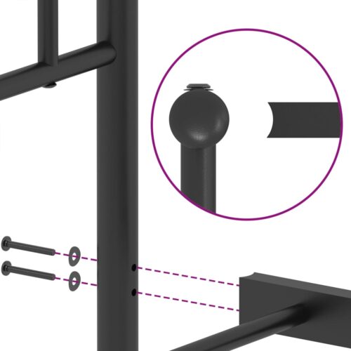 Metal Bed Frame with Footboard Black 107x203cm King Single - Image 9