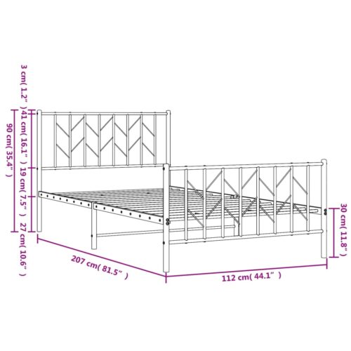 Metal Bed Frame with Footboard Black 107x203cm King Single - Image 10