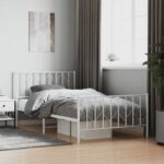 Metal Bed Frame with Footboard White 107x203cm King Single