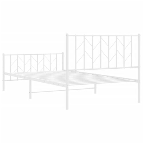 Metal Bed Frame with Footboard White 107x203cm King Single - Image 7