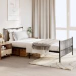 Metal Bed Frame with Footboard Black 107x203cm King Single