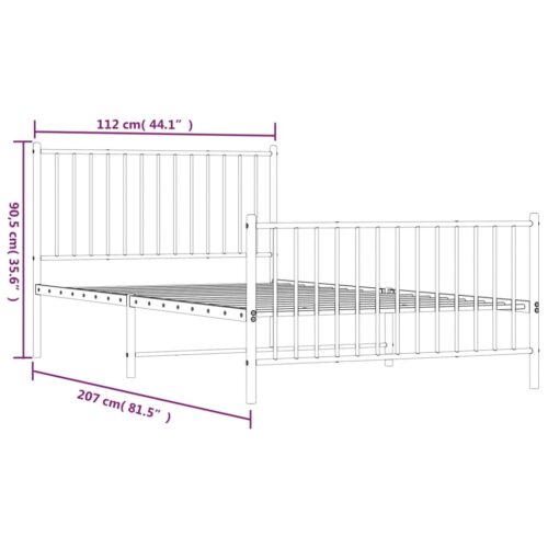 Metal Bed Frame with Footboard Black 107x203cm King Single - Image 9
