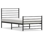 Metal Bed Frame with Footboard Black 107x203cm King Single