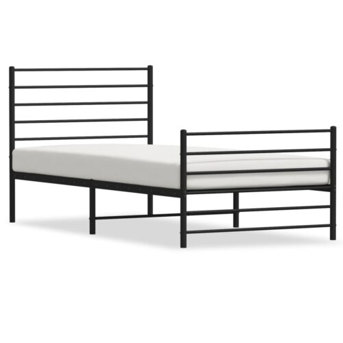 Metal Bed Frame with Footboard Black 107x203cm King Single