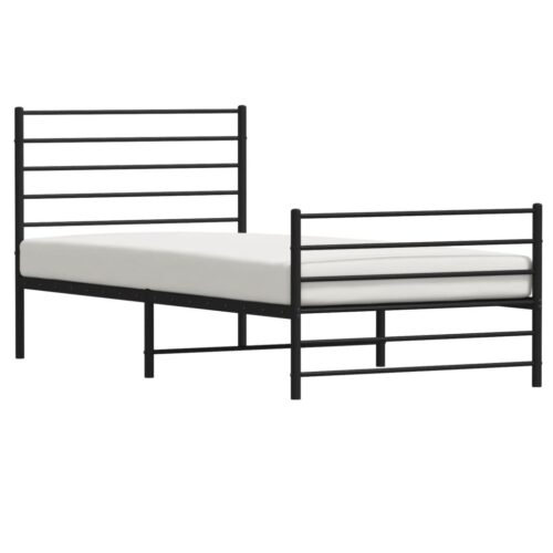 Metal Bed Frame with Footboard Black 107x203cm King Single - Image 4