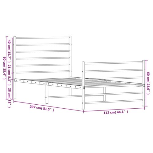 Metal Bed Frame with Footboard Black 107x203cm King Single - Image 10