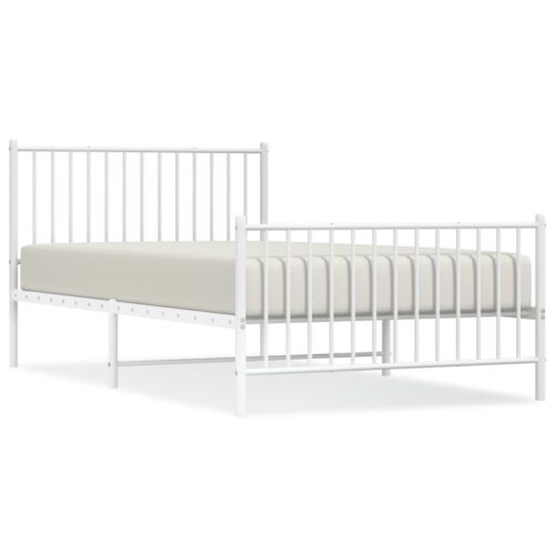 Metal Bed Frame with Footboard White 107x203cm King Single - Image 2