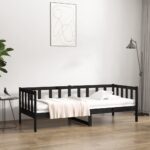 Day Bed Black 90x190cm Solid Wood Pine