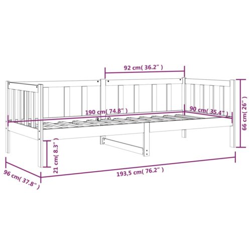 Day Bed Black 90x190cm Solid Wood Pine - Image 11
