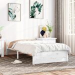 Bed Frame White Solid Wood 90x190cm