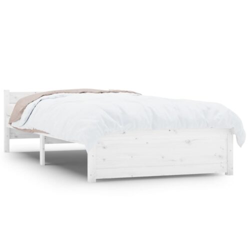 Bed Frame White Solid Wood 90x190cm - Image 2