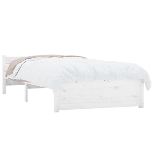 Bed Frame White Solid Wood 90x190cm - Image 3