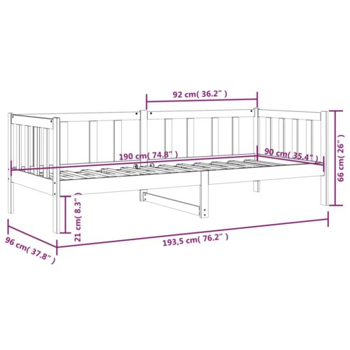 Day Bed White 90x190cm Solid Wood Pine - Image 11