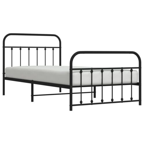Metal Bed Frame with Footboard Black 107x203cm King Single - Image 3