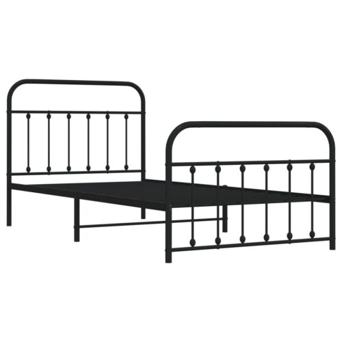 Metal Bed Frame with Footboard Black 107x203cm King Single - Image 5
