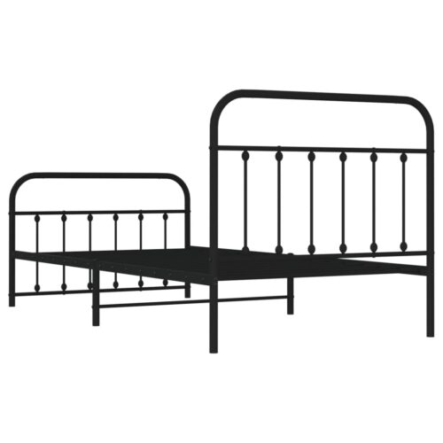Metal Bed Frame with Footboard Black 107x203cm King Single - Image 8