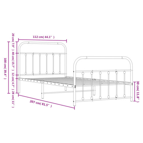 Metal Bed Frame with Footboard Black 107x203cm King Single - Image 9