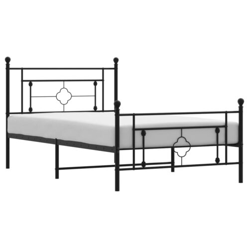 Metal Bed Frame with Footboard Black 107x203cm King Single - Image 2