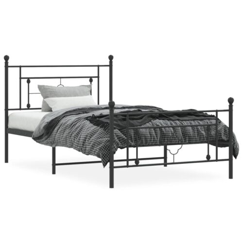 Metal Bed Frame with Footboard Black 107x203cm King Single - Image 3