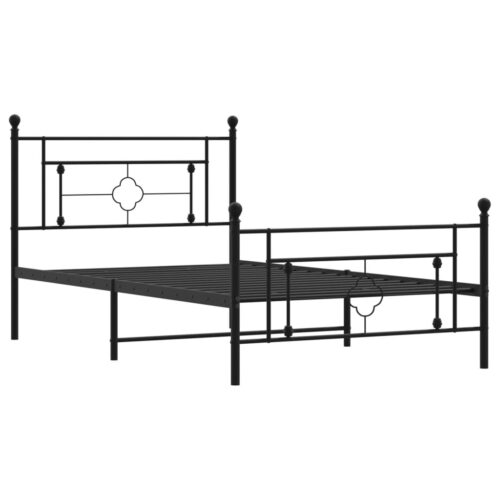 Metal Bed Frame with Footboard Black 107x203cm King Single - Image 4