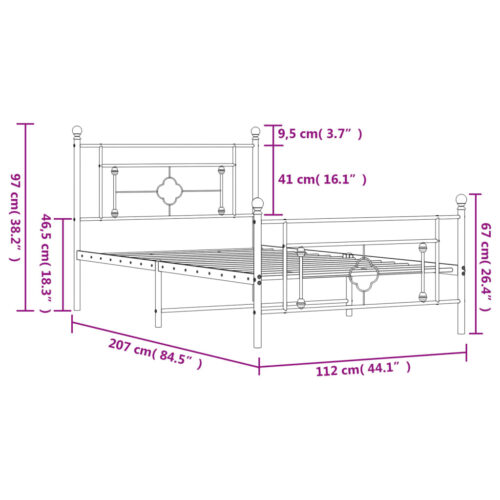 Metal Bed Frame with Footboard Black 107x203cm King Single - Image 11