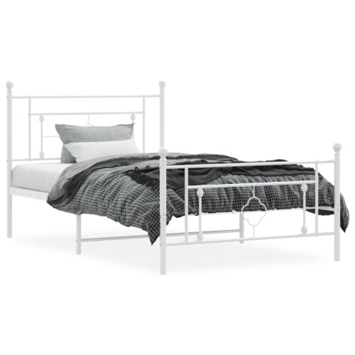 Metal Bed Frame with Footboard White 107x203cm King Single - Image 3