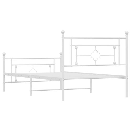 Metal Bed Frame with Footboard White 107x203cm King Single - Image 7