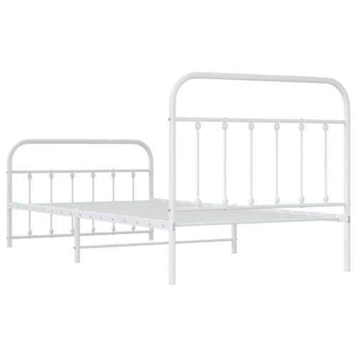 Metal Bed Frame with Footboard White 107x203cm King Single - Image 8