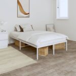 Metal Bed Frame White 135x190cm