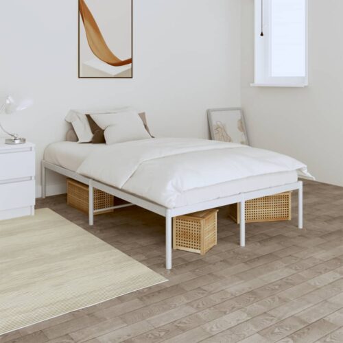 Metal Bed Frame White 135x190cm